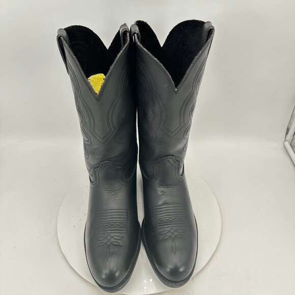 Durango Men Size UK 9 US 10 Black Leather Cowboy Pull On Western Boot - Picture 3 of 14